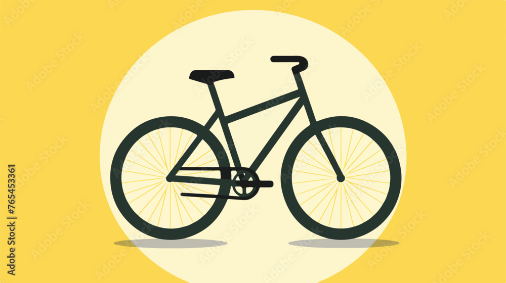 Bicycle Icon on white circle with a long shadow flat