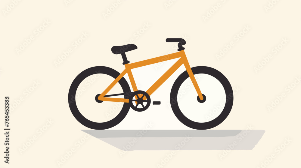 Bicycle Icon on white circle with a long shadow flat