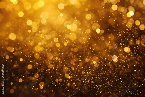 Golden abstract glitter background with sparkling particles. Festive texture.