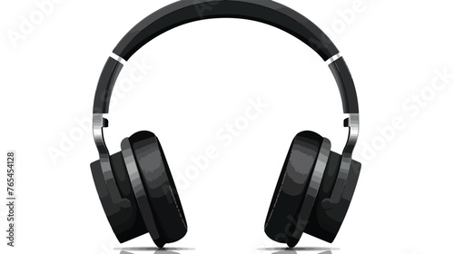 Black Headphones Isolated on White Background.