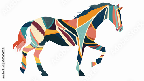 Fototapeta Naklejka Na Ścianę i Meble -  Colorful Horse flat vector isolated on white background