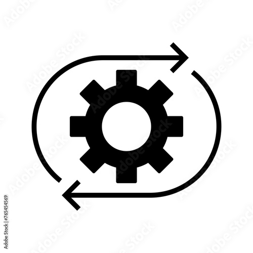 gear with recycle arrow, illustration of industrial process icon vector