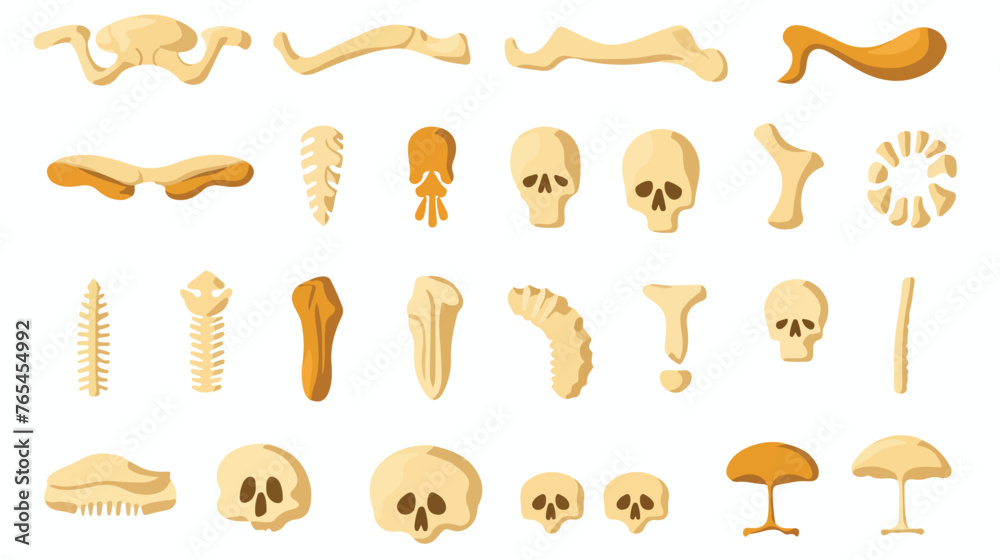 Bone icons in a flat isolated style in the background