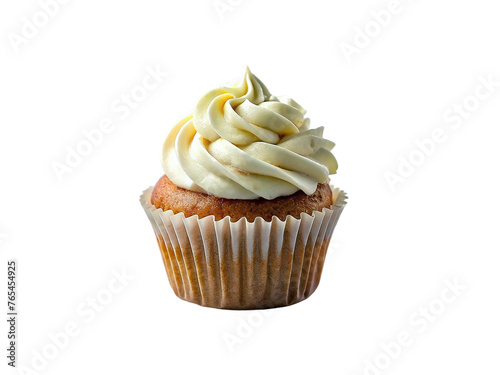 Cupcake with cream isolated on transparent background.