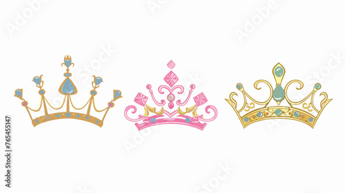 Crown And Tiara flat vector isolated on white background