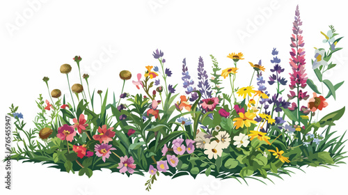 Decorated Flower Garden Corner flat vector isolated o