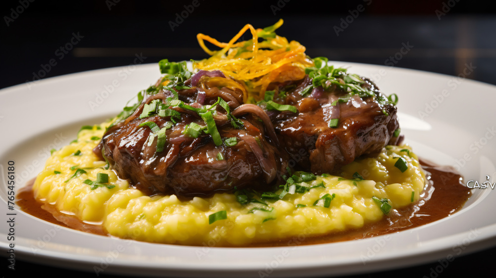 A traditional plate of ossobuco alla milanese