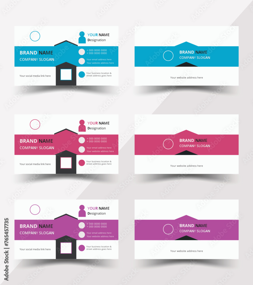 clean simple double sided creative corporate business card design template.