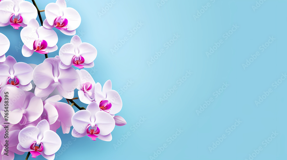 Fototapeta premium Beautiful blooming orchid with copy space