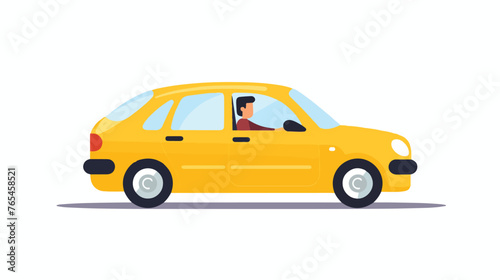 Car vehicle with driver isolated icon flat vector is