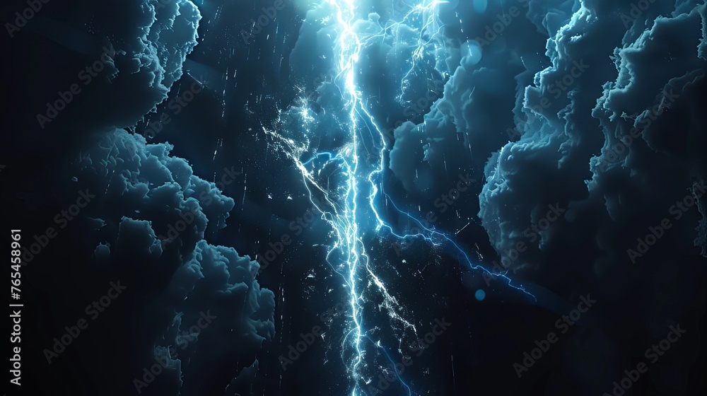 Fototapeta premium Clouds and lightning banner for competition and VS concept background. 