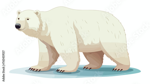 Cartoon happy polar bear flat vector isolated on white