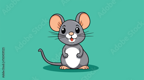 Cartoon smile rats mouse on color green background © Mishab