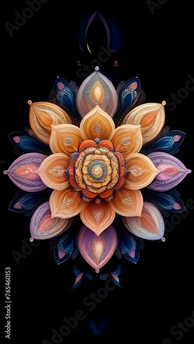 Ornate floral mandala artwork. Concept of spiritual and meditative decor. Vertical video