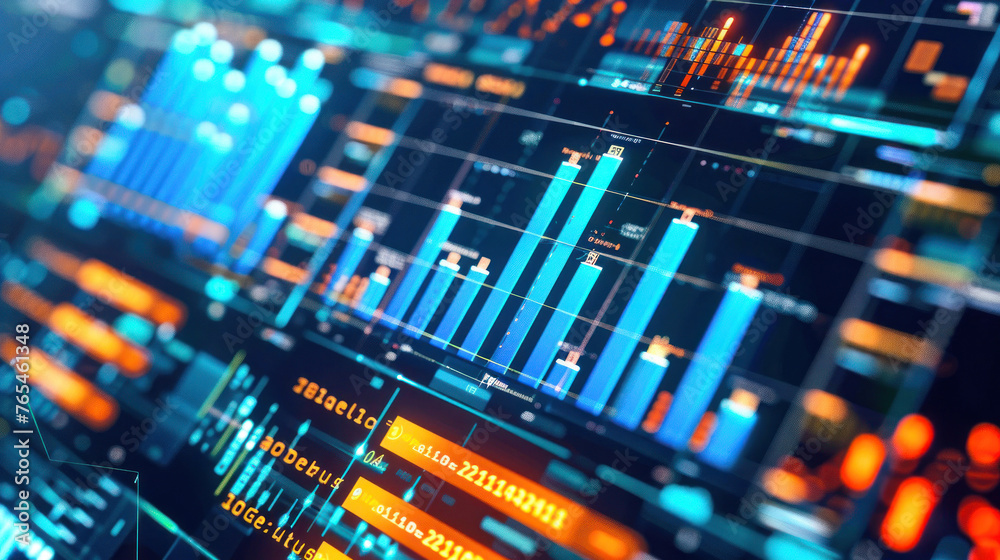 A vibrant image of abstract financial data analytics with colorful charts and digital graphs