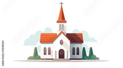 Church flat style icon design Religion culture belie