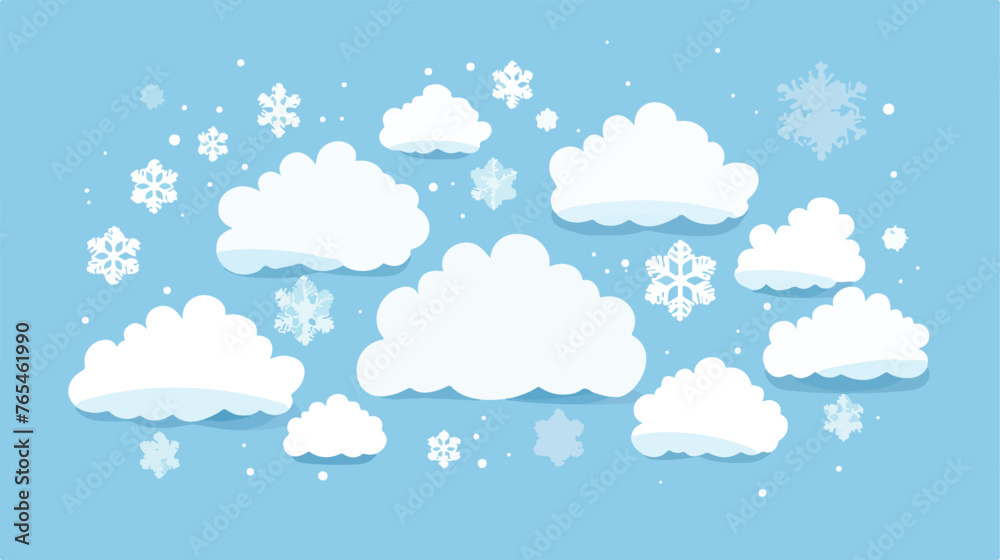 Cloud snowflakes icon flat vector isolated on white