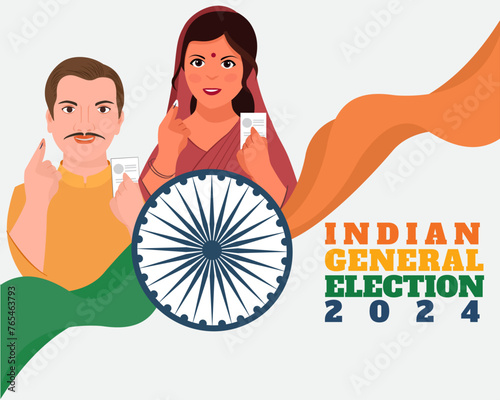 Indian General Election indian men and women showing voting finger and voting card vote for india 