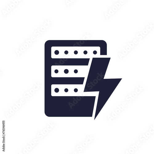 Server electricity warning icon, electric power pictogram