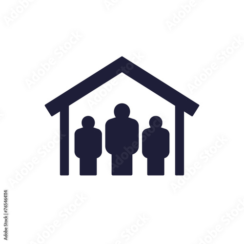 Shelter icon with people and a house