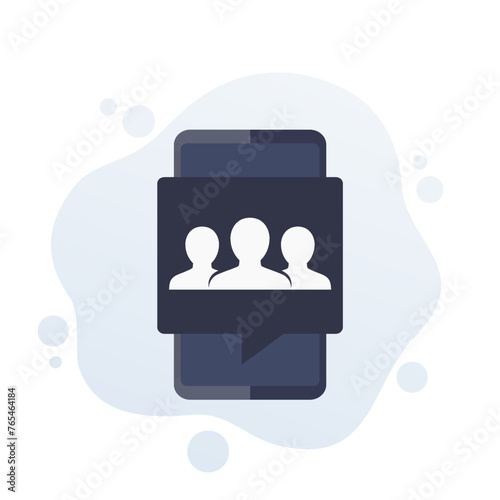 Users vector icon with a phone