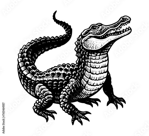 american alligator hand drawn vector illustration © AriaMuhammads