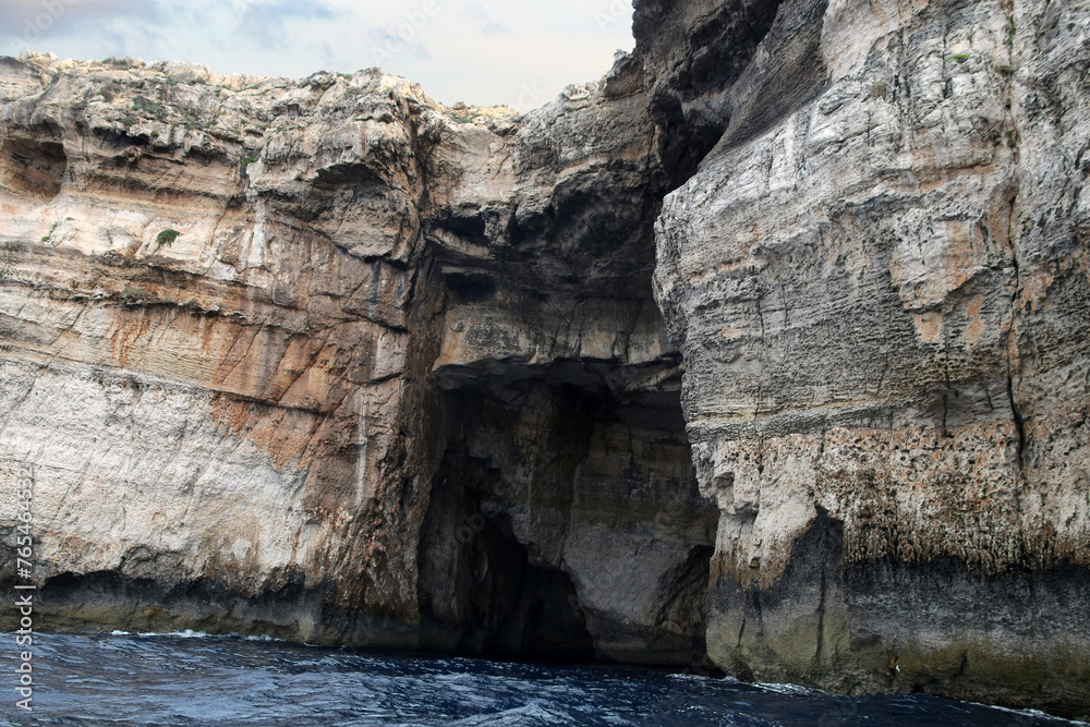 Steep cliffs coastal landscape of the island of Malta