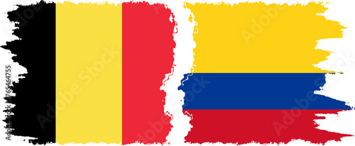 Free Download Colombia and Belgium grunge flags connection vector - GFXLoad
