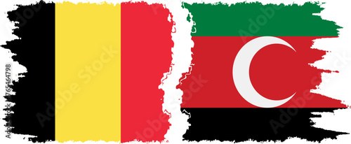 Darfur and Belgium grunge flags connection vector
