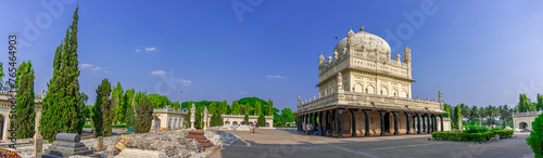 Mausoleum of Hyder Ali and Tipoo Sultan, The Gumbaz was raised by Tipu Sultan in 1782-84 at Srirangapatana to serve as a mausoleum for his father and mother. Persian style Architecture.
