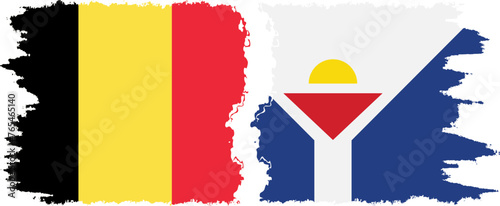 Free Download Saint Martin and Belgium grunge flags connection vector - GFXLoad
