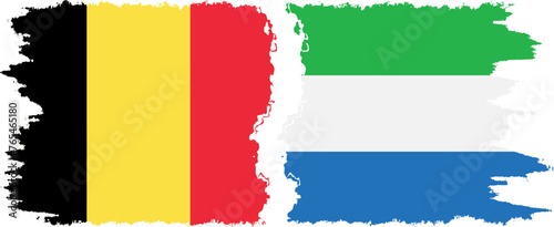 Sierra Leone and Belgium grunge flags connection vector