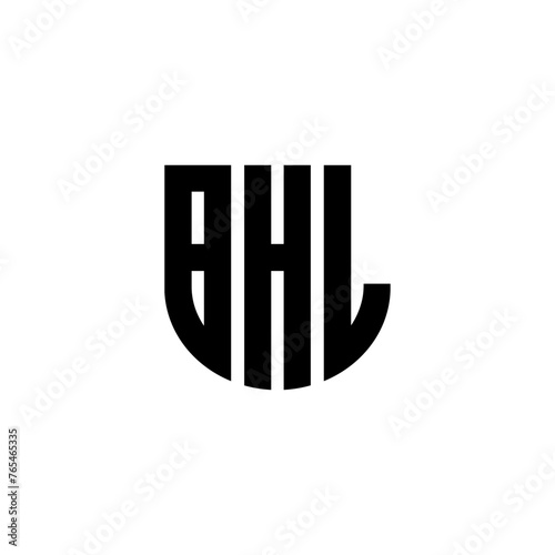 BHL letter logo design with white background in illustrator, cube logo, vector logo, modern alphabet font overlap style. calligraphy designs for logo, Poster, Invitation, etc. photo