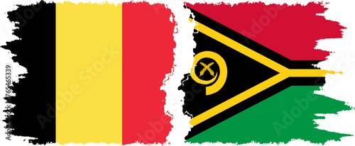 Vanuatu and Belgium grunge flags connection vector