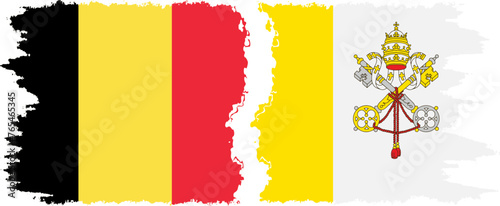Vatican and Belgium grunge flags connection vector