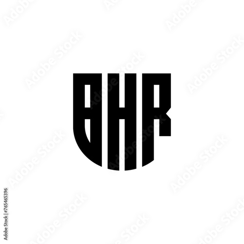 BHR letter logo design with white background in illustrator, cube logo, vector logo, modern alphabet font overlap style. calligraphy designs for logo, Poster, Invitation, etc. photo