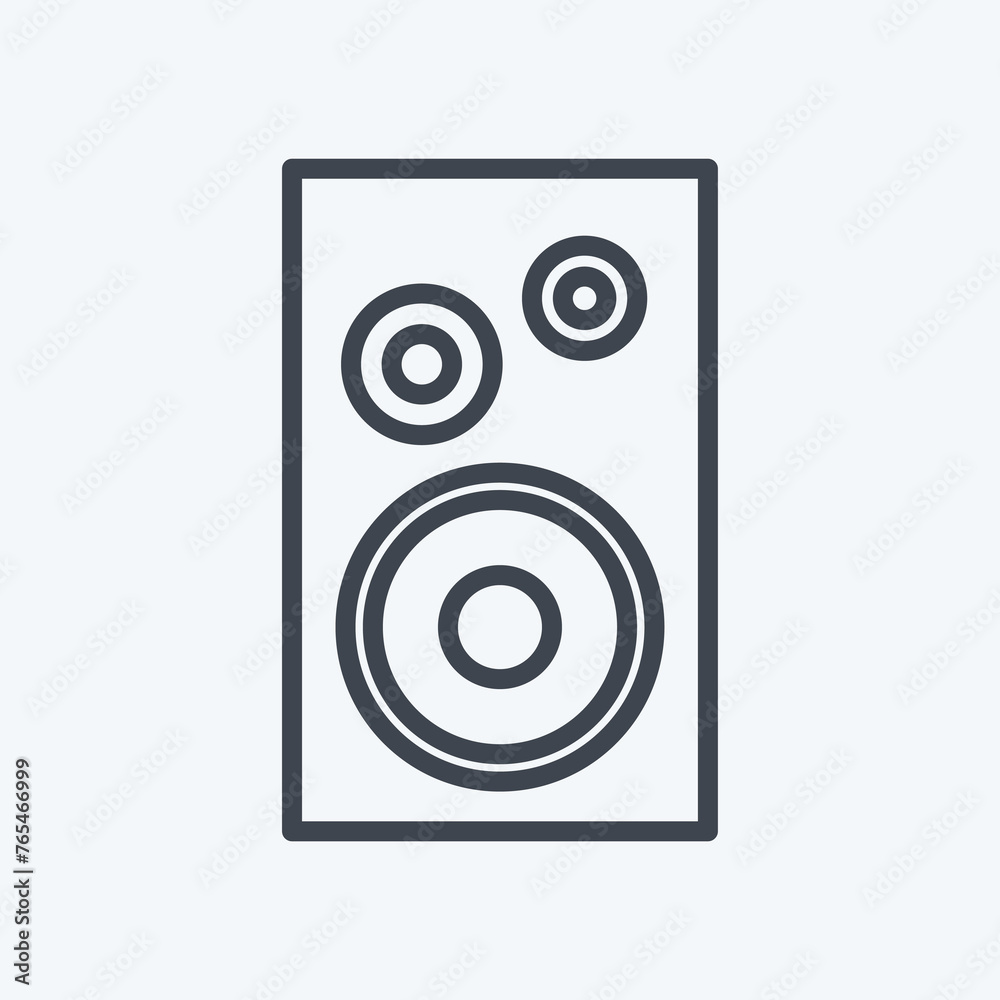 Icon Single Speaker. suitable for music symbol. line style. simple design editable. design template vector. simple symbol illustration Icon Single Speaker. suitable for music symbol. line style. simple design editable. design template vector. simple symbol illustration