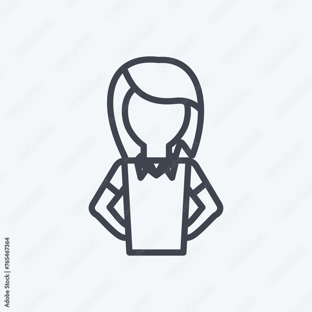 Icon Woman. suitable for party symbol. line style. simple design editable. design template vector. simple symbol illustration Icon Woman. suitable for party symbol. line style. simple design editable. design template vector. simple symbol illustration