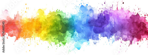 Watercolor splash color background, rainbow color on isolated white background