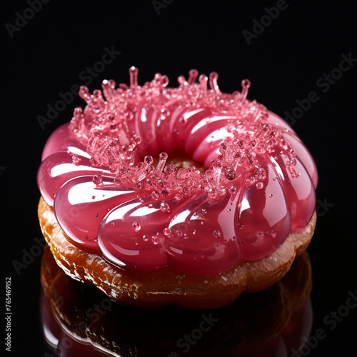 pink glowing fluorescent french pastry with glisse