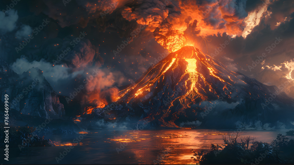 Epic Eruption: Volcano Unleashing Nature's Fury