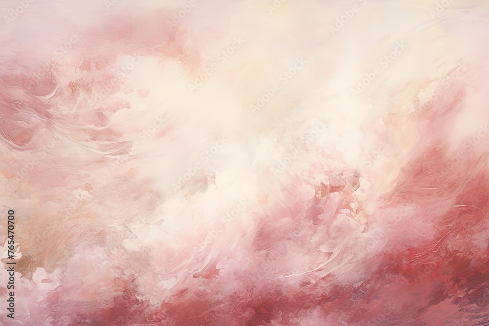 Rose and white painting with abstract wave patterns