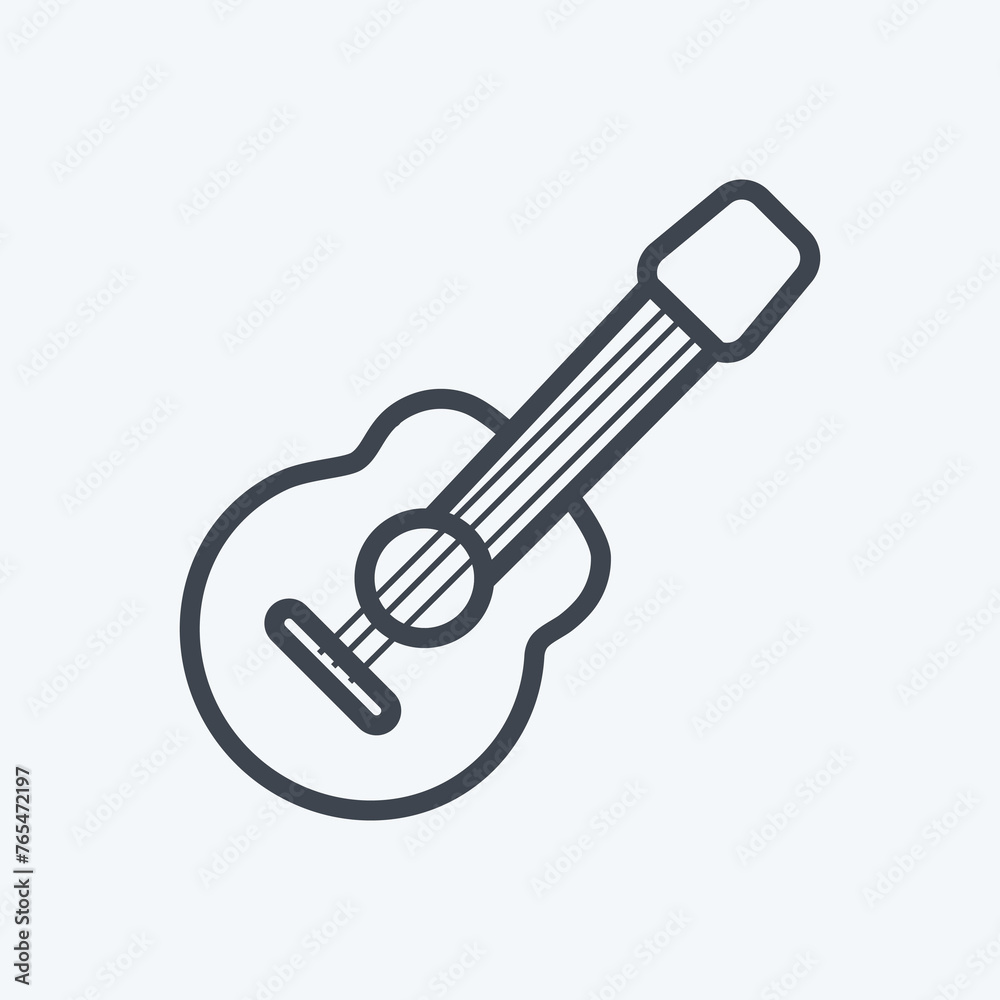 Icon Guitar. suitable for Wild West symbol. line style. simple design editable. design template vector. simple symbol illustration Icon Guitar. suitable for Wild West symbol. line style. simple design editable. design template vector. simple symbol illustration
