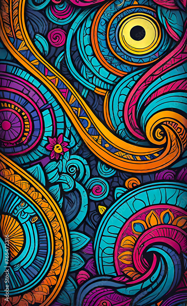 Fototapeta premium vector illustration, Hand drawn abstract ethnic seamless pattern, simple style, colorful ethnic patterns, banners, wallpapers, packaging, smartphone background