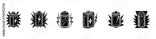 battery icon, Battery icons set, Set of battery charge level indicators. Battery Indicator Icons