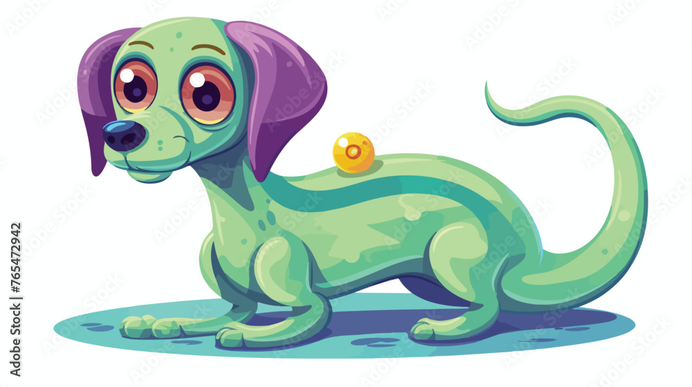 Fototapeta premium A cartoon illustration of an alien dog slithering
