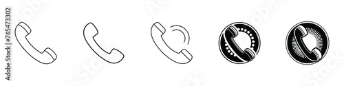 Phone icon, calling icon, Handset icon with waves. Phone Isolated Flat Web Mobile Icon, contact icon photo