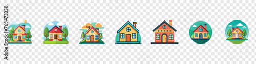  home icons, Home icons, home icon, Colorful Flat Residential Houses, Vector flat icon suburban american house. Home Vector Line Icon. House Symbol