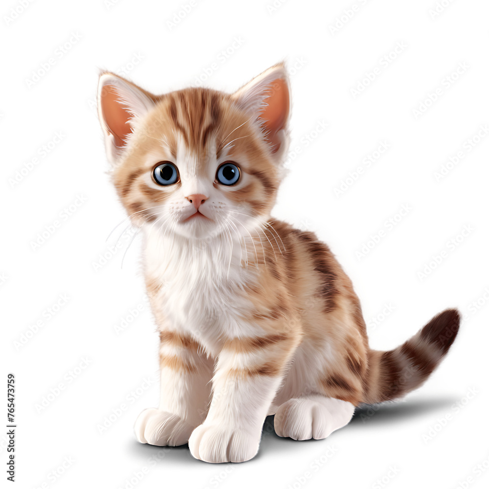 a young kitten on a transparent (white) background