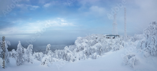 Mount Polyud and Vetlan in winter in Perm Krai, Russia